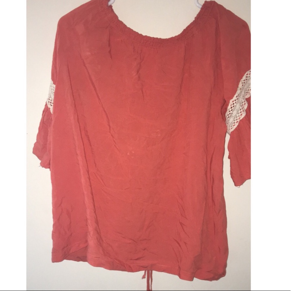 Orange Linen Ruffle Top - Picture 2 of 2